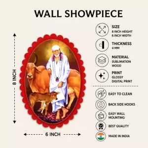 Shirdi Sai Baba Wall Decorative Showpiece 6 X 8 Inch | 4 MM MDF Wooden Glossy Sublimation Print | Back Hook Wall Hanging | Home Temple & Living Room Decor (F56978) Shirdi Sai Baba Wall Decorative Showpiece 6 X 8 Inch | 4 MM MDF Wooden Glossy Sublimation Print | Back Hook Wall Hanging | Home Temple & Living Room Decor (F56978)