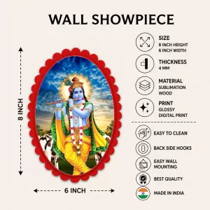 Shree Krishna Wall Decorative Showpiece 6 X 8 Inch | 4 MM MDF Wooden Glossy Sublimation Print | Back Hook Wall Hanging | Home Temple & Living Room Decor (F56980) Shree Krishna Wall Decorative Showpiece 6 X 8 Inch | 4 MM MDF Wooden Glossy Sublimation Print | Back Hook Wall Hanging | Home Temple & Living Room Decor (F56980)