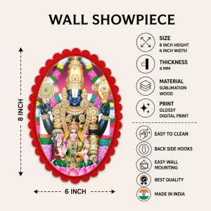 Tirupati Balaji Wall Decorative Showpiece 6 X 8 Inch | 4 MM MDF Wooden Glossy Sublimation Print | Back Hook Wall Hanging | Home Temple & Living Room Decor (F57009) Tirupati Balaji Wall Decorative Showpiece 6 X 8 Inch | 4 MM MDF Wooden Glossy Sublimation Print | Back Hook Wall Hanging | Home Temple & Living Room Decor (F57009)