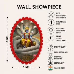 Lord Vishnu Wall Decorative Showpiece 6 X 8 Inch | 4 MM MDF Wooden Glossy Sublimation Print | Back Hook Wall Hanging | Home Temple & Living Room Decor (F57024) Lord Vishnu Wall Decorative Showpiece 6 X 8 Inch | 4 MM MDF Wooden Glossy Sublimation Print | Back Hook Wall Hanging | Home Temple & Living Room Decor (F57024)