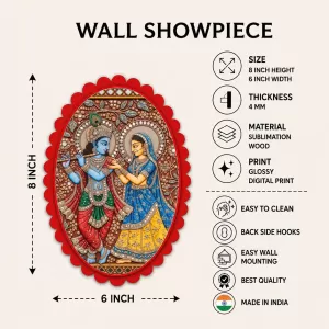 Krishna And Radha Wall Decorative Showpiece 6 X 8 Inch | 4 MM MDF Wooden Glossy Sublimation Print | Back Hook Wall Hanging | Home Temple & Living Room Decor (F57026) Krishna And Radha Wall Decorative Showpiece 6 X 8 Inch | 4 MM MDF Wooden Glossy Sublimation Print | Back Hook Wall Hanging | Home Temple & Living Room Decor (F57026)