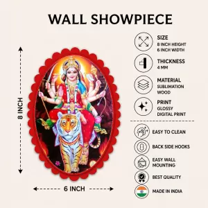 Goddess Durga Wall Decorative Showpiece 6 X 8 Inch | 4 MM MDF Wooden Glossy Sublimation Print | Back Hook Wall Hanging | Home Temple & Living Room Decor (F57027) Goddess Durga Wall Decorative Showpiece 6 X 8 Inch | 4 MM MDF Wooden Glossy Sublimation Print | Back Hook Wall Hanging | Home Temple & Living Room Decor (F57027)