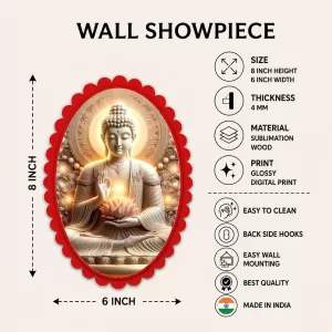 Gautama Buddha Wall Decorative Showpiece 6 X 8 Inch | 4 MM MDF Wooden Glossy Sublimation Print | Back Hook Wall Hanging | Home Temple & Living Room Decor (F57034) Gautama Buddha Wall Decorative Showpiece 6 X 8 Inch | 4 MM MDF Wooden Glossy Sublimation Print | Back Hook Wall Hanging | Home Temple & Living Room Decor (F57034)