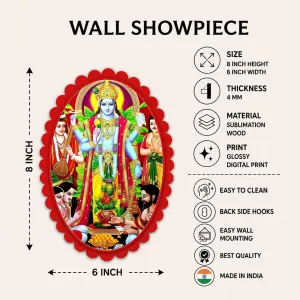 Lord Vishnu Wall Decorative Showpiece 6 X 8 Inch | 4 MM MDF Wooden Glossy Sublimation Print | Back Hook Wall Hanging | Home Temple & Living Room Decor (F57062) Lord Vishnu Wall Decorative Showpiece 6 X 8 Inch | 4 MM MDF Wooden Glossy Sublimation Print | Back Hook Wall Hanging | Home Temple & Living Room Decor (F57062)