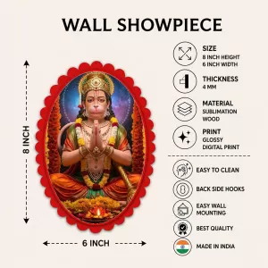 Hanuman Wall Decorative Showpiece 6 X 8 Inch | 4 MM MDF Wooden Glossy Sublimation Print | Back Hook Wall Hanging | Home Temple & Living Room Decor (F57113) Hanuman Wall Decorative Showpiece 6 X 8 Inch | 4 MM MDF Wooden Glossy Sublimation Print | Back Hook Wall Hanging | Home Temple & Living Room Decor (F57113)