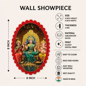 Lord Ganesha Wall Decorative Showpiece 6 X 8 Inch | 4 MM MDF Wooden Glossy Sublimation Print | Back Hook Wall Hanging | Home Temple & Living Room Decor (F57116) Lord Ganesha Wall Decorative Showpiece 6 X 8 Inch | 4 MM MDF Wooden Glossy Sublimation Print | Back Hook Wall Hanging | Home Temple & Living Room Decor (F57116)