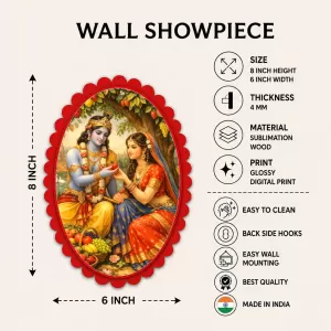 Shree Krishna And Shree Radha Wall Decorative Showpiece 6 X 8 Inch | 4 MM MDF Wooden Glossy Sublimation Print | Back Hook Wall Hanging | Home Temple & Living Room Decor (F57127) Shree Krishna And Shree Radha Wall Decorative Showpiece 6 X 8 Inch | 4 MM MDF Wooden Glossy Sublimation Print | Back Hook Wall Hanging | Home Temple & Living Room Decor (F57127)