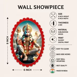Hanuman Wall Decorative Showpiece 6 X 8 Inch | 4 MM MDF Wooden Glossy Sublimation Print | Back Hook Wall Hanging | Home Temple & Living Room Decor (F57133) Hanuman Wall Decorative Showpiece 6 X 8 Inch | 4 MM MDF Wooden Glossy Sublimation Print | Back Hook Wall Hanging | Home Temple & Living Room Decor (F57133)