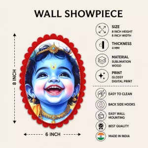 Baby Krishna Wall Decorative Showpiece 6 X 8 Inch | 4 MM MDF Wooden Glossy Sublimation Print | Back Hook Wall Hanging | Home Temple & Living Room Decor (F57134) Baby Krishna Wall Decorative Showpiece 6 X 8 Inch | 4 MM MDF Wooden Glossy Sublimation Print | Back Hook Wall Hanging | Home Temple & Living Room Decor (F57134)