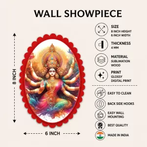 Durga Wall Decorative Showpiece 6 X 8 Inch | 4 MM MDF Wooden Glossy Sublimation Print | Back Hook Wall Hanging | Home Temple & Living Room Decor (F57152) Durga Wall Decorative Showpiece 6 X 8 Inch | 4 MM MDF Wooden Glossy Sublimation Print | Back Hook Wall Hanging | Home Temple & Living Room Decor (F57152)