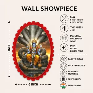 Vishnu Wall Decorative Showpiece 6 X 8 Inch | 4 MM MDF Wooden Glossy Sublimation Print | Back Hook Wall Hanging | Home Temple & Living Room Decor (F57153) Vishnu Wall Decorative Showpiece 6 X 8 Inch | 4 MM MDF Wooden Glossy Sublimation Print | Back Hook Wall Hanging | Home Temple & Living Room Decor (F57153)