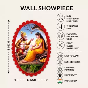 Hanuman Wall Decorative Showpiece 6 X 8 Inch | 4 MM MDF Wooden Glossy Sublimation Print | Back Hook Wall Hanging | Home Temple & Living Room Decor (F57154) Hanuman Wall Decorative Showpiece 6 X 8 Inch | 4 MM MDF Wooden Glossy Sublimation Print | Back Hook Wall Hanging | Home Temple & Living Room Decor (F57154)