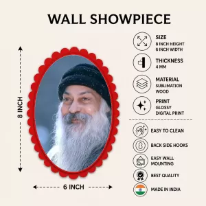 Osho Wall Decorative Showpiece 6 X 8 Inch | 4 MM MDF Wooden Glossy Sublimation Print | Back Hook Wall Hanging | Home Temple & Living Room Decor (F57156)