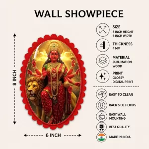Durga Wall Decorative Showpiece 6 X 8 Inch | 4 MM MDF Wooden Glossy Sublimation Print | Back Hook Wall Hanging | Home Temple & Living Room Decor (F57166) Durga Wall Decorative Showpiece 6 X 8 Inch | 4 MM MDF Wooden Glossy Sublimation Print | Back Hook Wall Hanging | Home Temple & Living Room Decor (F57166)