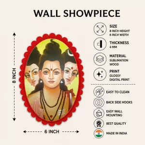 Lord Shiva Wall Decorative Showpiece 6 X 8 Inch | 4 MM MDF Wooden Glossy Sublimation Print | Back Hook Wall Hanging | Home Temple & Living Room Decor (F57167)