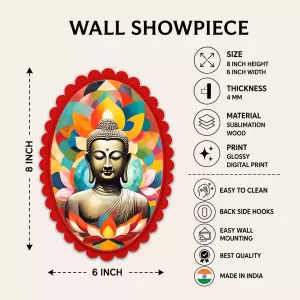 The Buddha Wall Decorative Showpiece 6 X 8 Inch | 4 MM MDF Wooden Glossy Sublimation Print | Back Hook Wall Hanging | Home Temple & Living Room Decor (F57171) The Buddha Wall Decorative Showpiece 6 X 8 Inch | 4 MM MDF Wooden Glossy Sublimation Print | Back Hook Wall Hanging | Home Temple & Living Room Decor (F57171)