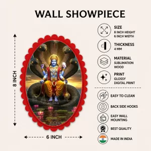 Vishnu Wall Decorative Showpiece 6 X 8 Inch | 4 MM MDF Wooden Glossy Sublimation Print | Back Hook Wall Hanging | Home Temple & Living Room Decor (F57189) Vishnu Wall Decorative Showpiece 6 X 8 Inch | 4 MM MDF Wooden Glossy Sublimation Print | Back Hook Wall Hanging | Home Temple & Living Room Decor (F57189)