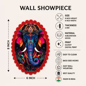 Ganesha Wall Decorative Showpiece 6 X 8 Inch | 4 MM MDF Wooden Glossy Sublimation Print | Back Hook Wall Hanging | Home Temple & Living Room Decor (F57194) Ganesha Wall Decorative Showpiece 6 X 8 Inch | 4 MM MDF Wooden Glossy Sublimation Print | Back Hook Wall Hanging | Home Temple & Living Room Decor (F57194)