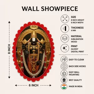Venkateswara Wall Decorative Showpiece 6 X 8 Inch | 4 MM MDF Wooden Glossy Sublimation Print | Back Hook Wall Hanging | Home Temple & Living Room Decor (F57233) Venkateswara Wall Decorative Showpiece 6 X 8 Inch | 4 MM MDF Wooden Glossy Sublimation Print | Back Hook Wall Hanging | Home Temple & Living Room Decor (F57233)