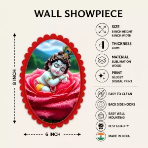 Lord Shree Krishna Wall Decorative Showpiece 6 X 8 Inch | 4 MM MDF Wooden Glossy Sublimation Print | Back Hook Wall Hanging | Home Temple & Living Room Decor (F57238) Lord Shree Krishna Wall Decorative Showpiece 6 X 8 Inch | 4 MM MDF Wooden Glossy Sublimation Print | Back Hook Wall Hanging | Home Temple & Living Room Decor (F57238)