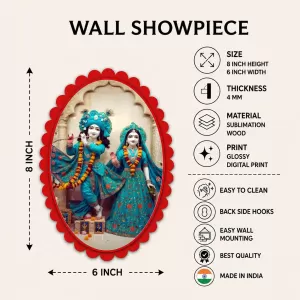 Shree Krishna And Shree Radha Wall Decorative Showpiece 6 X 8 Inch | 4 MM MDF Wooden Glossy Sublimation Print | Back Hook Wall Hanging | Home Temple & Living Room Decor (F57265) Shree Krishna And Shree Radha Wall Decorative Showpiece 6 X 8 Inch | 4 MM MDF Wooden Glossy Sublimation Print | Back Hook Wall Hanging | Home Temple & Living Room Decor (F57265)