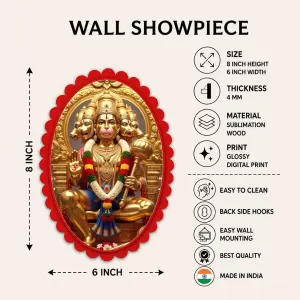 Hanuman Wall Decorative Showpiece 6 X 8 Inch | 4 MM MDF Wooden Glossy Sublimation Print | Back Hook Wall Hanging | Home Temple & Living Room Decor (F57275) Hanuman Wall Decorative Showpiece 6 X 8 Inch | 4 MM MDF Wooden Glossy Sublimation Print | Back Hook Wall Hanging | Home Temple & Living Room Decor (F57275)