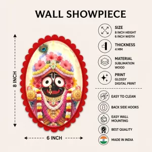 Lord Jagannatha Wall Decorative Showpiece 6 X 8 Inch | 4 MM MDF Wooden Glossy Sublimation Print | Back Hook Wall Hanging | Home Temple & Living Room Decor (F57286) Lord Jagannatha Wall Decorative Showpiece 6 X 8 Inch | 4 MM MDF Wooden Glossy Sublimation Print | Back Hook Wall Hanging | Home Temple & Living Room Decor (F57286)
