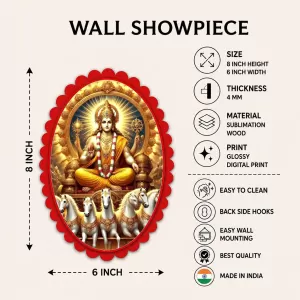Lord Surya Wall Decorative Showpiece 6 X 8 Inch | 4 MM MDF Wooden Glossy Sublimation Print | Back Hook Wall Hanging | Home Temple & Living Room Decor (F57298) Lord Surya Wall Decorative Showpiece 6 X 8 Inch | 4 MM MDF Wooden Glossy Sublimation Print | Back Hook Wall Hanging | Home Temple & Living Room Decor (F57298)