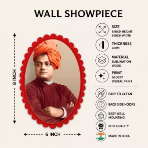 Swami Vivekananda Wall Decorative Showpiece 6 X 8 Inch | 4 MM MDF Wooden Glossy Sublimation Print | Back Hook Wall Hanging | Home Temple & Living Room Decor (F57307) Swami Vivekananda Wall Decorative Showpiece 6 X 8 Inch | 4 MM MDF Wooden Glossy Sublimation Print | Back Hook Wall Hanging | Home Temple & Living Room Decor (F57307)