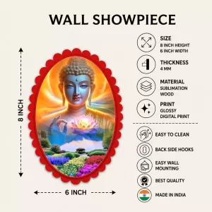 Gautama Buddha Wall Decorative Showpiece 6 X 8 Inch | 4 MM MDF Wooden Glossy Sublimation Print | Back Hook Wall Hanging | Home Temple & Living Room Decor (F57338) Gautama Buddha Wall Decorative Showpiece 6 X 8 Inch | 4 MM MDF Wooden Glossy Sublimation Print | Back Hook Wall Hanging | Home Temple & Living Room Decor (F57338)
