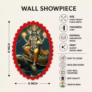 Vishnu Wall Decorative Showpiece 6 X 8 Inch | 4 MM MDF Wooden Glossy Sublimation Print | Back Hook Wall Hanging | Home Temple & Living Room Decor (F57345) Vishnu Wall Decorative Showpiece 6 X 8 Inch | 4 MM MDF Wooden Glossy Sublimation Print | Back Hook Wall Hanging | Home Temple & Living Room Decor (F57345)