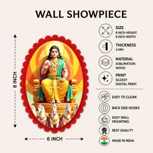 Surya Wall Decorative Showpiece 6 X 8 Inch | 4 MM MDF Wooden Glossy Sublimation Print | Back Hook Wall Hanging | Home Temple & Living Room Decor (F57356) Surya Wall Decorative Showpiece 6 X 8 Inch | 4 MM MDF Wooden Glossy Sublimation Print | Back Hook Wall Hanging | Home Temple & Living Room Decor (F57356)