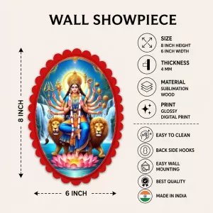 Durga Wall Decorative Showpiece 6 X 8 Inch | 4 MM MDF Wooden Glossy Sublimation Print | Back Hook Wall Hanging | Home Temple & Living Room Decor (F57357) Durga Wall Decorative Showpiece 6 X 8 Inch | 4 MM MDF Wooden Glossy Sublimation Print | Back Hook Wall Hanging | Home Temple & Living Room Decor (F57357)