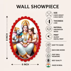 Lord Shiva With Parvati And Lord Ganesha Wall Decorative Showpiece 6 X 8 Inch | 4 MM MDF Wooden Glossy Sublimation Print | Back Hook Wall Hanging | Home Temple & Living Room Decor (F57374) Lord Shiva With Parvati And Lord Ganesha Wall Decorative Showpiece 6 X 8 Inch | 4 MM MDF Wooden Glossy Sublimation Print | Back Hook Wall Hanging | Home Temple & Living Room Decor (F57374)