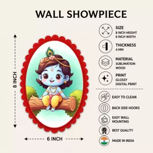 Krishna Wall Decorative Showpiece 6 X 8 Inch | 4 MM MDF Wooden Glossy Sublimation Print | Back Hook Wall Hanging | Home Temple & Living Room Decor (F57385) Krishna Wall Decorative Showpiece 6 X 8 Inch | 4 MM MDF Wooden Glossy Sublimation Print | Back Hook Wall Hanging | Home Temple & Living Room Decor (F57385)