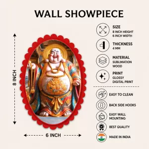 Budai Wall Decorative Showpiece 6 X 8 Inch | 4 MM MDF Wooden Glossy Sublimation Print | Back Hook Wall Hanging | Home Temple & Living Room Decor (F57389) Budai Wall Decorative Showpiece 6 X 8 Inch | 4 MM MDF Wooden Glossy Sublimation Print | Back Hook Wall Hanging | Home Temple & Living Room Decor (F57389)