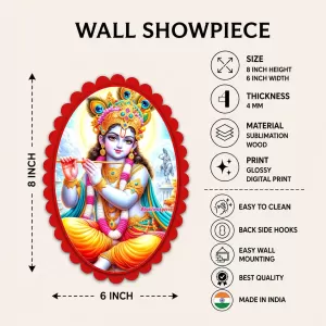 Shree Krishna Wall Decorative Showpiece 6 X 8 Inch | 4 MM MDF Wooden Glossy Sublimation Print | Back Hook Wall Hanging | Home Temple & Living Room Decor (F57400) Shree Krishna Wall Decorative Showpiece 6 X 8 Inch | 4 MM MDF Wooden Glossy Sublimation Print | Back Hook Wall Hanging | Home Temple & Living Room Decor (F57400)