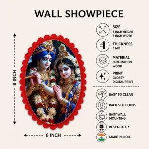 Shree Krishna And Shree Radha Wall Decorative Showpiece 6 X 8 Inch | 4 MM MDF Wooden Glossy Sublimation Print | Back Hook Wall Hanging | Home Temple & Living Room Decor (F57430) Shree Krishna And Shree Radha Wall Decorative Showpiece 6 X 8 Inch | 4 MM MDF Wooden Glossy Sublimation Print | Back Hook Wall Hanging | Home Temple & Living Room Decor (F57430)