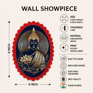 Buddha Wall Decorative Showpiece 6 X 8 Inch | 4 MM MDF Wooden Glossy Sublimation Print | Back Hook Wall Hanging | Home Temple & Living Room Decor (F57454) Buddha Wall Decorative Showpiece 6 X 8 Inch | 4 MM MDF Wooden Glossy Sublimation Print | Back Hook Wall Hanging | Home Temple & Living Room Decor (F57454)