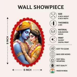Krishna And Radha Wall Decorative Showpiece 6 X 8 Inch | 4 MM MDF Wooden Glossy Sublimation Print | Back Hook Wall Hanging | Home Temple & Living Room Decor (F57458) Krishna And Radha Wall Decorative Showpiece 6 X 8 Inch | 4 MM MDF Wooden Glossy Sublimation Print | Back Hook Wall Hanging | Home Temple & Living Room Decor (F57458)
