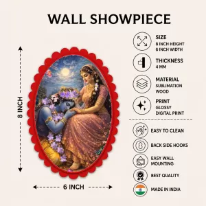 Shree Krishna And Shree Radha Wall Decorative Showpiece 6 X 8 Inch | 4 MM MDF Wooden Glossy Sublimation Print | Back Hook Wall Hanging | Home Temple & Living Room Decor (F57466) Shree Krishna And Shree Radha Wall Decorative Showpiece 6 X 8 Inch | 4 MM MDF Wooden Glossy Sublimation Print | Back Hook Wall Hanging | Home Temple & Living Room Decor (F57466)