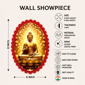 Gautama Buddha Wall Decorative Showpiece 6 X 8 Inch | 4 MM MDF Wooden Glossy Sublimation Print | Back Hook Wall Hanging | Home Temple & Living Room Decor (F57467) Gautama Buddha Wall Decorative Showpiece 6 X 8 Inch | 4 MM MDF Wooden Glossy Sublimation Print | Back Hook Wall Hanging | Home Temple & Living Room Decor (F57467)
