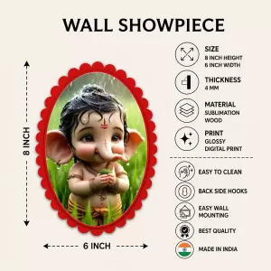 Ganesha Wall Decorative Showpiece 6 X 8 Inch | 4 MM MDF Wooden Glossy Sublimation Print | Back Hook Wall Hanging | Home Temple & Living Room Decor (F57471) Ganesha Wall Decorative Showpiece 6 X 8 Inch | 4 MM MDF Wooden Glossy Sublimation Print | Back Hook Wall Hanging | Home Temple & Living Room Decor (F57471)