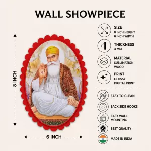 Guru Nanak Wall Decorative Showpiece 6 X 8 Inch | 4 MM MDF Wooden Glossy Sublimation Print | Back Hook Wall Hanging | Home Temple & Living Room Decor (F57493) Guru Nanak Wall Decorative Showpiece 6 X 8 Inch | 4 MM MDF Wooden Glossy Sublimation Print | Back Hook Wall Hanging | Home Temple & Living Room Decor (F57493)