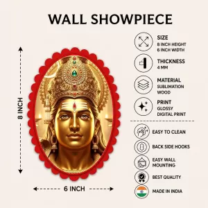 Lord Shiva Wall Decorative Showpiece 6 X 8 Inch | 4 MM MDF Wooden Glossy Sublimation Print | Back Hook Wall Hanging | Home Temple & Living Room Decor (F57494)