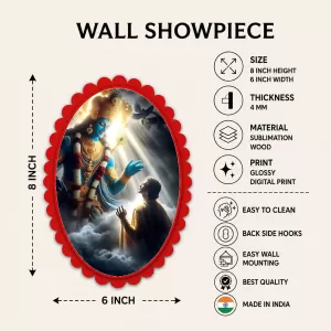 Shiva Wall Decorative Showpiece 6 X 8 Inch | 4 MM MDF Wooden Glossy Sublimation Print | Back Hook Wall Hanging | Home Temple & Living Room Decor (F57496)
