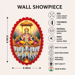 Surya Wall Decorative Showpiece 6 X 8 Inch | 4 MM MDF Wooden Glossy Sublimation Print | Back Hook Wall Hanging | Home Temple & Living Room Decor (F57505) Surya Wall Decorative Showpiece 6 X 8 Inch | 4 MM MDF Wooden Glossy Sublimation Print | Back Hook Wall Hanging | Home Temple & Living Room Decor (F57505)