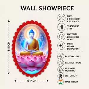 Buddha Wall Decorative Showpiece 6 X 8 Inch | 4 MM MDF Wooden Glossy Sublimation Print | Back Hook Wall Hanging | Home Temple & Living Room Decor (F57506) Buddha Wall Decorative Showpiece 6 X 8 Inch | 4 MM MDF Wooden Glossy Sublimation Print | Back Hook Wall Hanging | Home Temple & Living Room Decor (F57506)