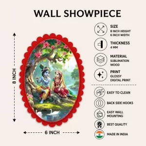 Shree Krishna And Shree Radha Wall Decorative Showpiece 6 X 8 Inch | 4 MM MDF Wooden Glossy Sublimation Print | Back Hook Wall Hanging | Home Temple & Living Room Decor (F57512) Shree Krishna And Shree Radha Wall Decorative Showpiece 6 X 8 Inch | 4 MM MDF Wooden Glossy Sublimation Print | Back Hook Wall Hanging | Home Temple & Living Room Decor (F57512)