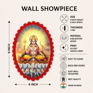 Lord Surya Wall Decorative Showpiece 6 X 8 Inch | 4 MM MDF Wooden Glossy Sublimation Print | Back Hook Wall Hanging | Home Temple & Living Room Decor (F57538) Lord Surya Wall Decorative Showpiece 6 X 8 Inch | 4 MM MDF Wooden Glossy Sublimation Print | Back Hook Wall Hanging | Home Temple & Living Room Decor (F57538)